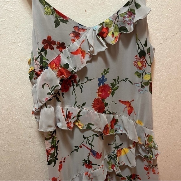 ๐๐HP๐๐ TOBI ROMEO RUFFLES DRESS IN GREY FLORAL NWT Size Medium - Picture 7 of 9